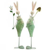 Lente decoratie konijnen gemaakt van metaal paar konijnen H48cm