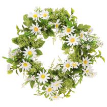 Madeliefkrans Wit Groen Kunstmatig Ø28cm H9cm