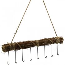 Garderobe wanddecoratie kapstok haak rail houten bundel 52cm