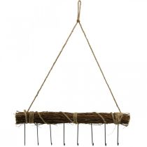 Garderobe wanddecoratie kapstok haak rail houten bundel 52cm