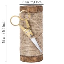 Artikel Garenklos met decoratieve schaar Ø6,5cm H15cm 2 stuks Vintage stijl