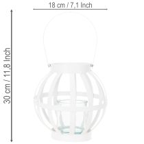 Artikel Tuinlantaarn, metaal en glas, hangende kaarsenhouder, wit, Ø18,5 cm