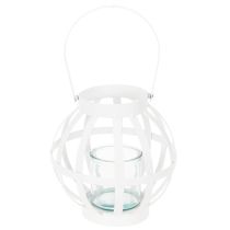 Artikel Tuinlantaarn, metaal en glas, hangende kaarsenhouder, wit, Ø18,5 cm