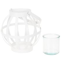 Artikel Tuinlantaarn, metaal en glas, hangende kaarsenhouder, wit, Ø18,5 cm
