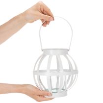 Artikel Tuinlantaarn, metaal en glas, hangende kaarsenhouder, wit, Ø18,5 cm