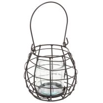 Artikel Tuinlantaarn, zwart metaal met windlicht, Ø14cm H12,5cm