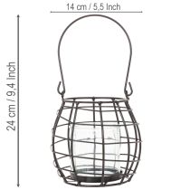 Artikel Tuinlantaarn, zwart metaal met windlicht, Ø14cm H12,5cm