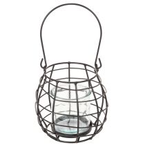 Artikel Tuinlantaarn, zwart metaal met windlicht, Ø14cm H12,5cm