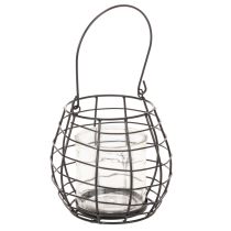 Artikel Tuinlantaarn met handvat, zwart, glazen kaarsenhouder, Ø17cm, H15cm