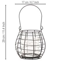 Artikel Tuinlantaarn met handvat, zwart, glazen kaarsenhouder, Ø17cm, H15cm