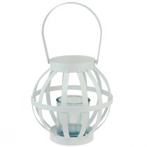 Artikel Tuinlantaarn metaal glazen lantaarn om op te hangen wit Ø18,5cm
