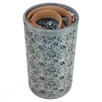 Artikel Tuinlantaarn Metalen Lantaarnsteel Grijs H30,5/25cm Set van 2