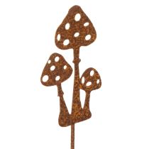 Artikel Tuinpaal, verweerd staal, decoratieve paal met vliegenzwammotief, 10 cm, 6 stuks