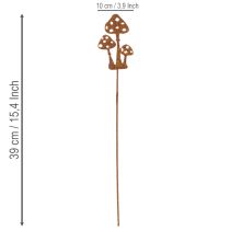 Artikel Tuinpaal, verweerd staal, decoratieve paal met vliegenzwammotief, 10 cm, 6 stuks