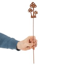 Artikel Tuinpaal, verweerd staal, decoratieve paal met vliegenzwammotief, 10 cm, 6 stuks