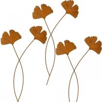 Tuinsteker roest gingko blad bedsteker 7x5cm 6st