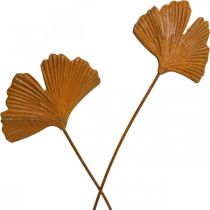 Tuinsteker roest gingko blad bedsteker 7x5cm 6st