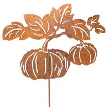 Artikel Tuinpaal met pompoenmotief, metalen decoratie, roestkleurige afwerking, 100 cm