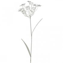 Tuinplug bloem, tuindecoratie, plantplug van metaal shabby chic wit, zilver L52cm Ø10cm 2st
