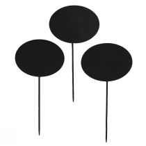 Artikel Plantenlabels, bedpluggen, hout, houten bordjes, ovaal, zwart, 19 cm, 12 stuks