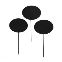 Artikel Bedpalen Tuinpalen Houten borden Ovaal Zwart H17,5 cm, 12 stuks