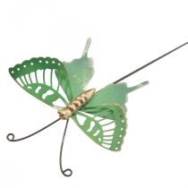 Tuinsteker Metaal Vlinder Groen Goud 12x10/46cm