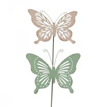 Bedsteker metaal vlinder roze groen 10,5x8,5cm 4st