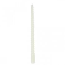 Gedraaide kaarsen spiraalkaarsen creme Ø2.2cm H30cm 2st