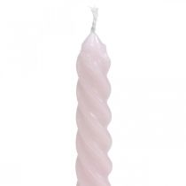 Gedraaide kaarsen spiraalkaarsen roze Ø2.2cm H30cm 2st