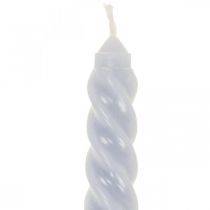 Gedraaide kaarsen lichtblauw spitse kaarsen Ø2.2cm H30cm 2st