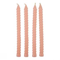 Artikel Gedraaide kaarsen spiraalkaarsen lichtroze Ø1,4cm H18cm 4st