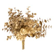 Artikel Kunstmatige eucalyptusplant, goudkleurige decoratieve tak voor tafeldecoratie, 24 cm
