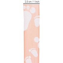 Artikel Cadeaulint babyvoetjes decoratie dooplint roze 25mm 16m