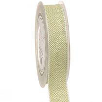 Artikel Cadeaulint visgraatmotief sierlint wit groen 25mm 15m