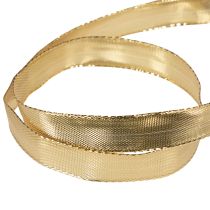 Artikel Gouden cadeaulint met draadversteviging, 15 mm breed, 25 m lang