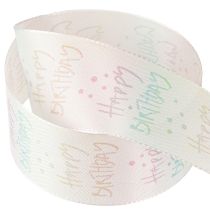 Artikel Cadeaulint Happy Birthday verjaardagsdecoratie 40mm 15m
