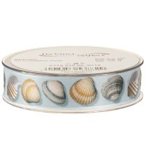 Artikel Cadeaulint maritieme decoratie schelpen blauw 25mm 15m