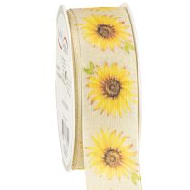Artikel Cadeaulint zonnebloemen geel lint 40mm 15m