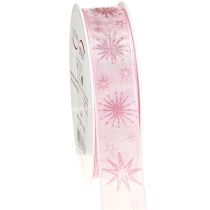 Artikel Cadeaulint sterren Kerstlint roze 25mm 20m