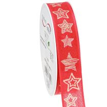 Artikel Cadeaulint sterren Kerstlint rood goud 25mm 18m