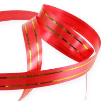 Artikel Cadeaulint 2 gouden strepen op rood 10 mm 250m