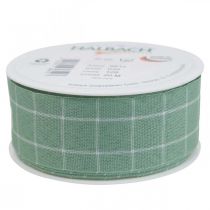 Artikel Groen pastel geblokt cadeaulint, decoratief lint, 35 mm breed, 20 m lang