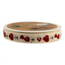 Artikel Cadeaulint hartjes decoratief katoenen lint 15mm 20m