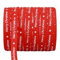 Artikel Cadeaulint rood “Merry Christmas” katoen 10mm 100m