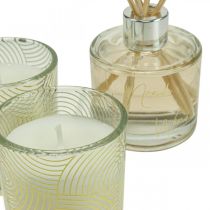 Cadeauset kamergeur geurkaarsen in een glas vanillegeur