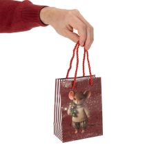 Artikel Kerstcadeautasje met muismotief, 16 cm, 2 stuks