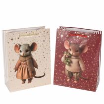 Artikel Cadeautasje met muismotief en sterren voor Kerstmis, 24 cm, 2 stuks