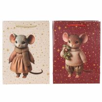Artikel Cadeautasje met muismotief en sterren voor Kerstmis, 24 cm, 2 stuks