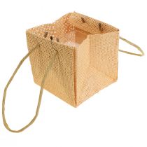 Artikel Cadeauzakjes geweven met hengsels vanille oranje roze 10,5cm 12 st
