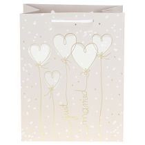 Artikel Cadeautas "just married" cadeautas met handvatten beige 18×10×23cm 2 stuks
